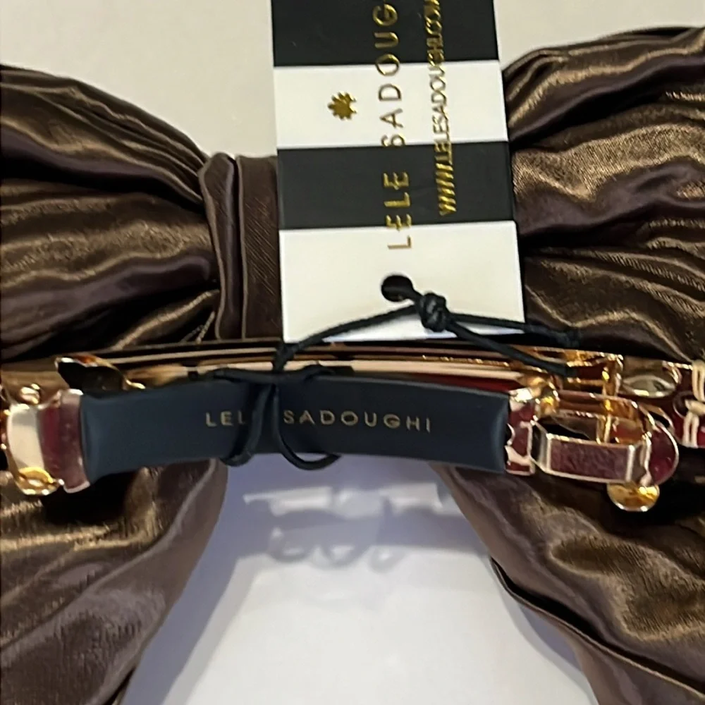 Lele Sadoughi BOW BARRETTE Rootbeer Crystal Honeybee NWT